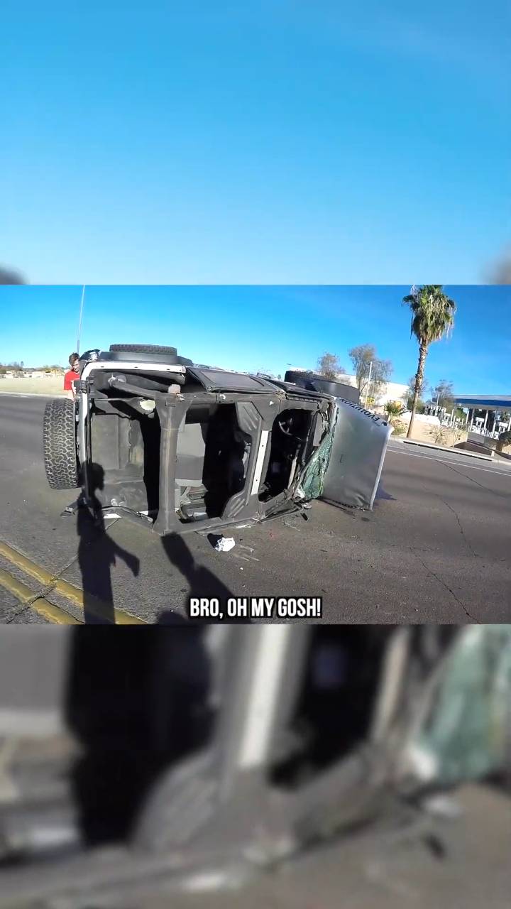 We witnessed a rollover crash on our motorcycles